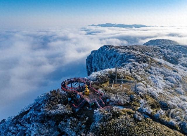 一秒入仙境！金佛山冬雪、日出、云海绝美同框