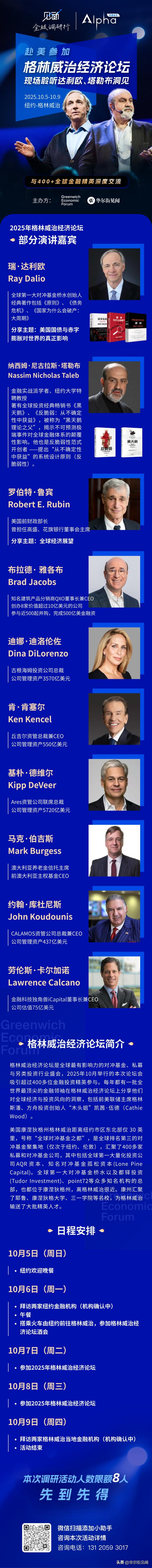 赴美参加格林威治经济论坛，现场聆听达利欧、塔勒布洞见！