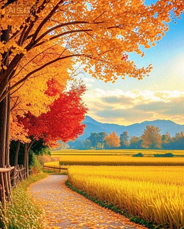 金稻铺野，彩林尽染的秋日盛景