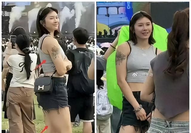 吴艳妮在成都，穿短裤大腿粗壮，一身奢侈品牌，表情自信又张扬！