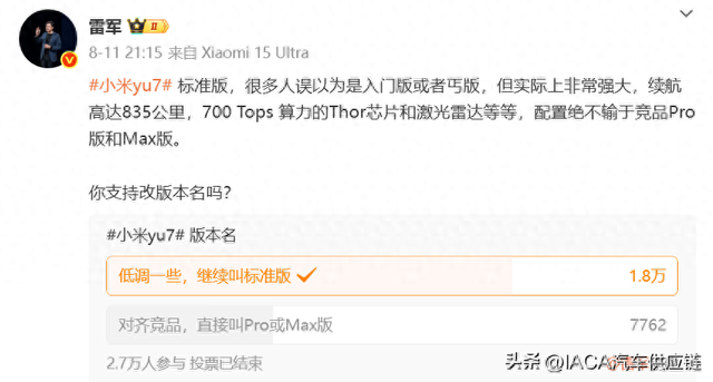 小米汽车向比亚迪致敬，改了个寂寞名字！