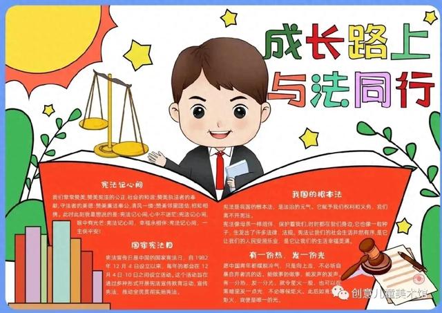 关于宪法手抄报内容资料有哪些（53张宪法手抄报合集成长路上与法同行）