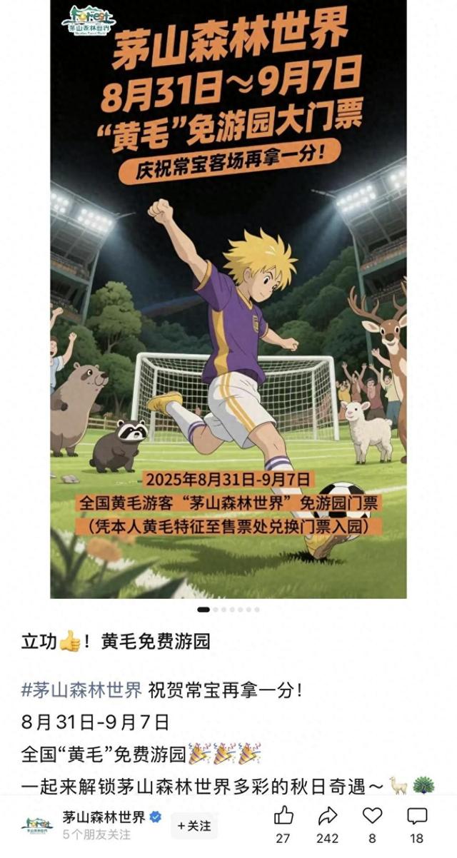 常州一景区客服回应“黄毛”免票：染黄色头发、戴黄色假发都算，金毛狗也免宠物票
