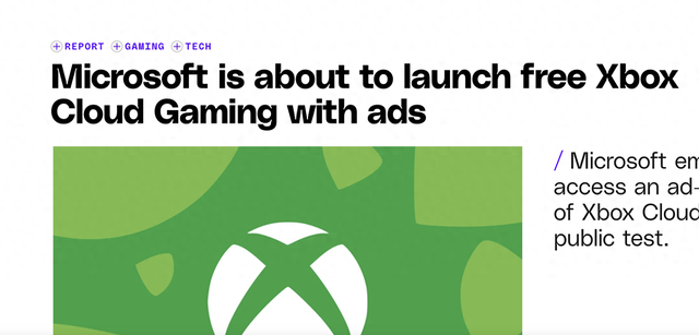 微软即将推出含广告的免费Xbox云游戏服务