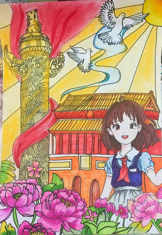 我和我的祖国绘画（绘画我和我的祖国｜烟台中小学生才艺秀作品选登）