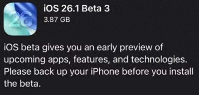 苹果发布 iOS 26.1 beta3 测试版，有新变化
