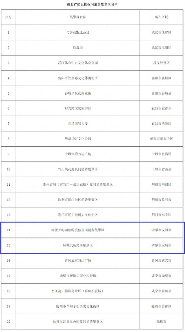 湖北省第五批夜间消费集聚区名单公布！孝感上榜的是......