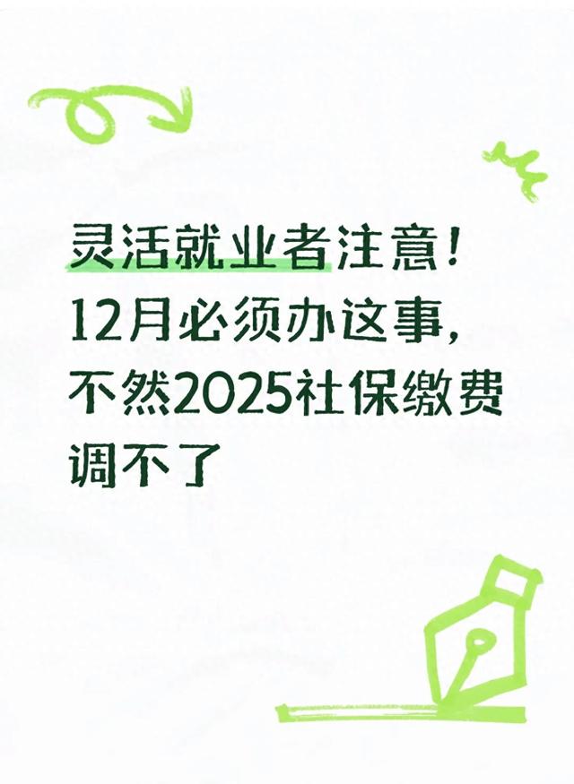 灵活就业者注意！12月必须办这事，不然2025社保缴费调不了