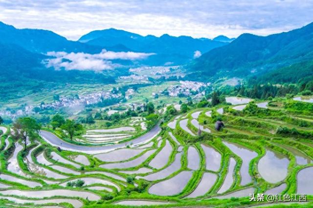 梯田翻涌云霞浪！夏日婺源江岭，云海与晚霞在水墨间撞出甜醉时光