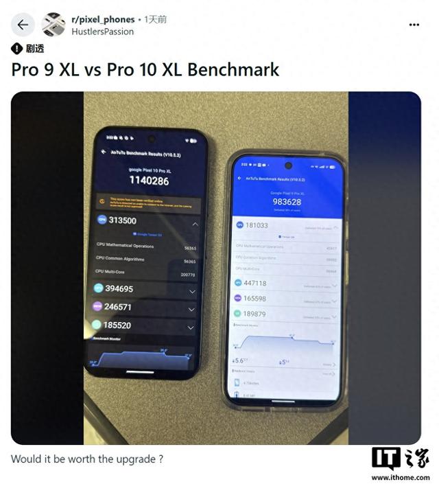 谷歌Pixel 10 Pro XL手机跑分曝光：