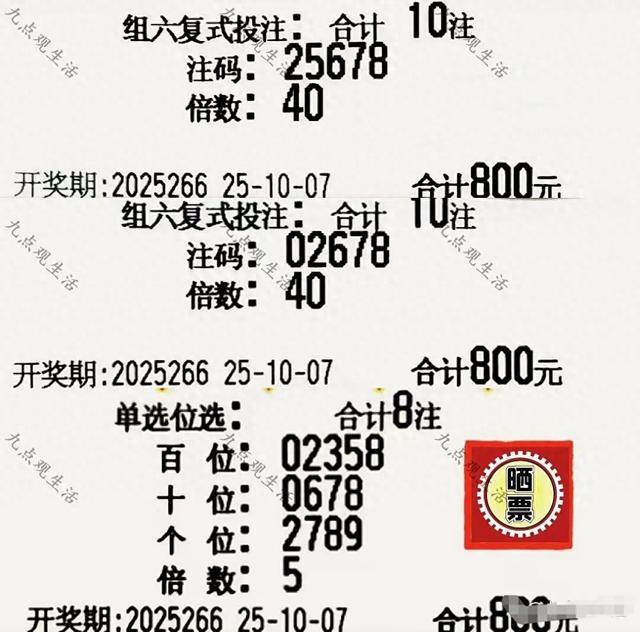 福彩3d第25266期晒票：成败输赢皆有可能，保持淡定方为上策