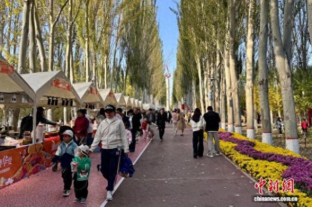 宁夏银川凤凰公园迎赏秋高峰 周末超6万市民醉享"五彩秋韵"
