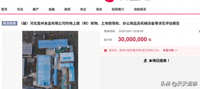 国庆假期， 石家庄赵县一个占地229亩的食品厂拍卖，3000万成交