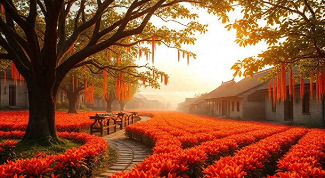 揭阳又一村庄火了，被红似火的木棉花宠爱着，红的橙的都有超治愈