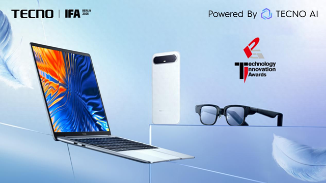 TECNO 旗下TECNO Slim、MEGABOOK S14、AI眼镜齐摘IFA2025全球产品技术创新大奖