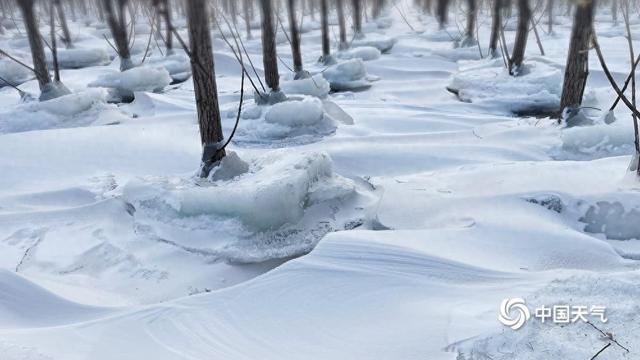 北京官厅湖满目皆景 风卷积雪别样美