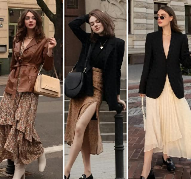 秋冬过了一半才发现：大家都在穿“短外套+长裙”，洋气又显高