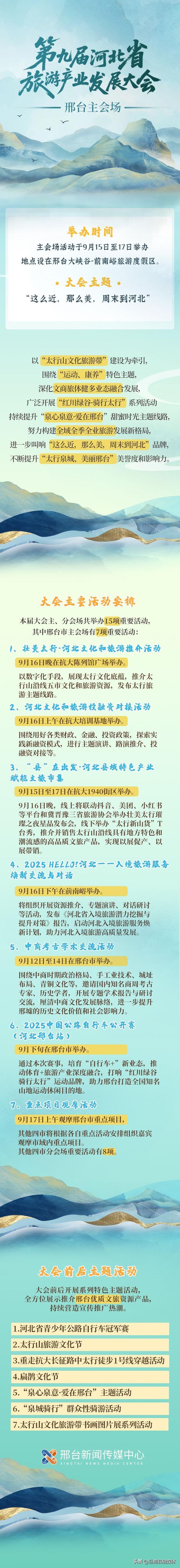 邢台主会场！一图读懂第九届河北省旅游产业发展大会