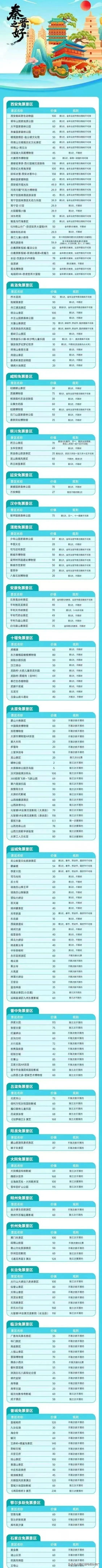 “秦晋之好旅游一卡通”上线啦！免票景区包括→