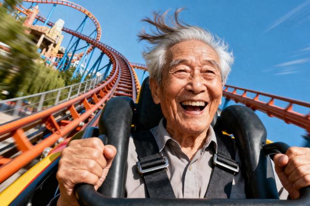 75岁大爷1天43次过山车，这才叫晚年！