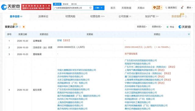 宁德时代等入股广东新型储能国家研究院