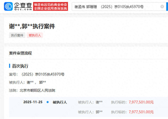 演员夫妇	，再被执行797万元，此前二人被多次限高