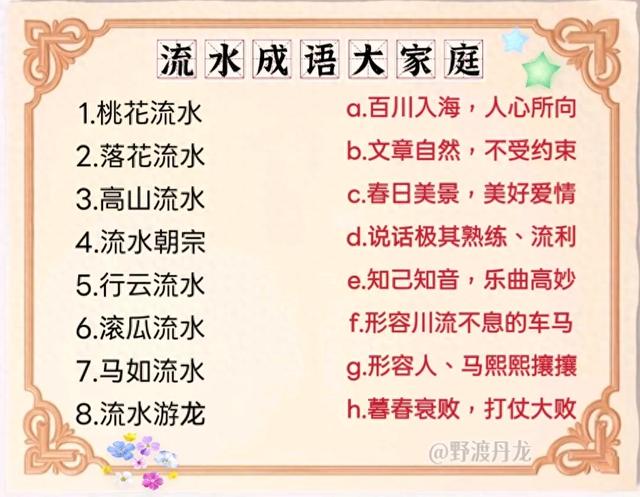 什么流水成语（成语探探探流水成语大家庭）