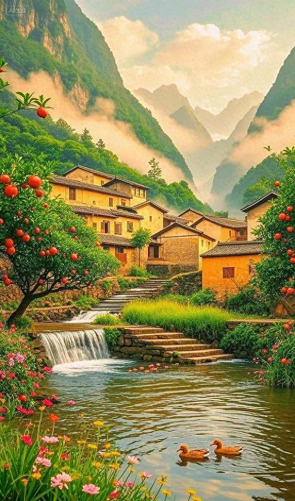 溪绕繁花，鸭戏山间——这乡村，藏着岁月的静美