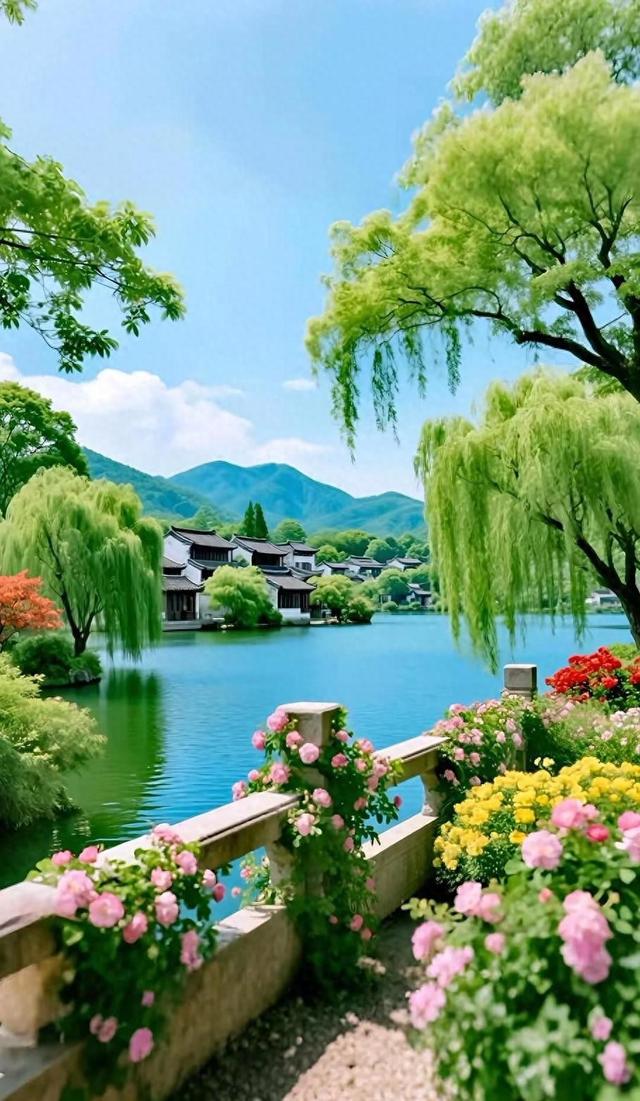 冬日湖畔遇故人，牵手踏雪寻美景，远山如画心已醉