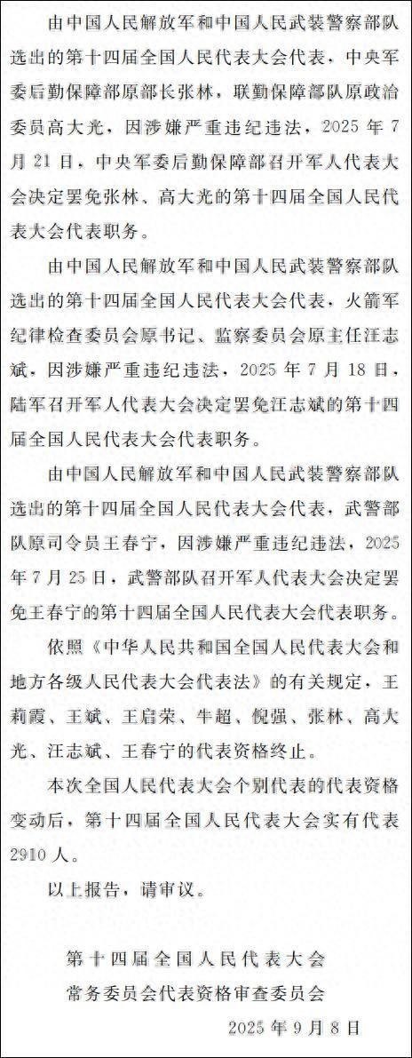 涉嫌严重违纪违法，4名将领被罢免人大代表原因披露