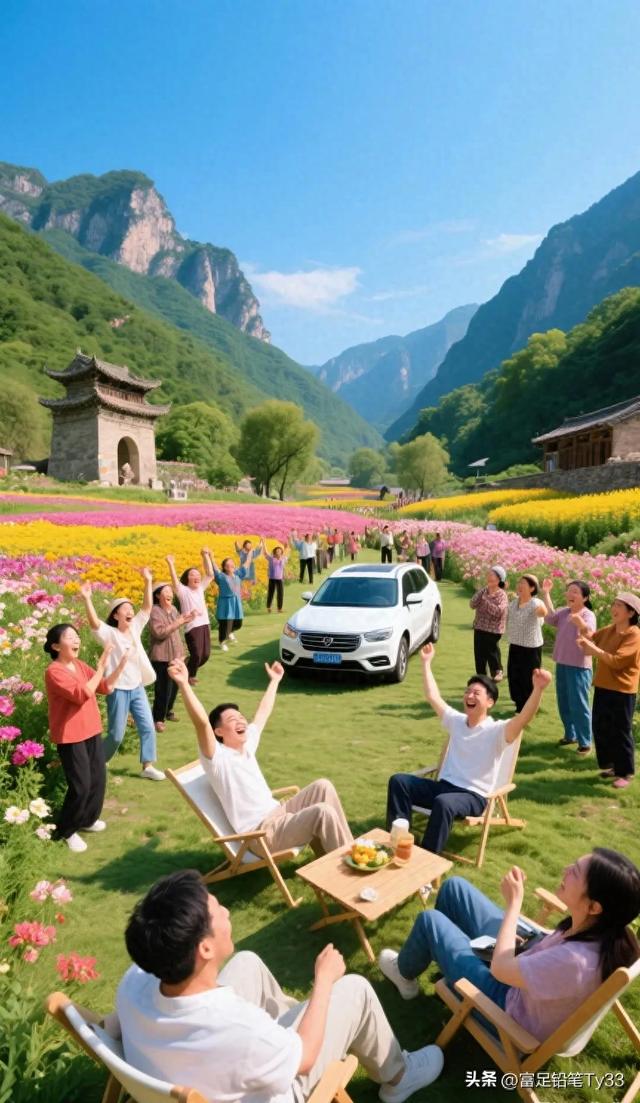#山水间的花海派对# 在山间花海中，与好友共享美好时光！