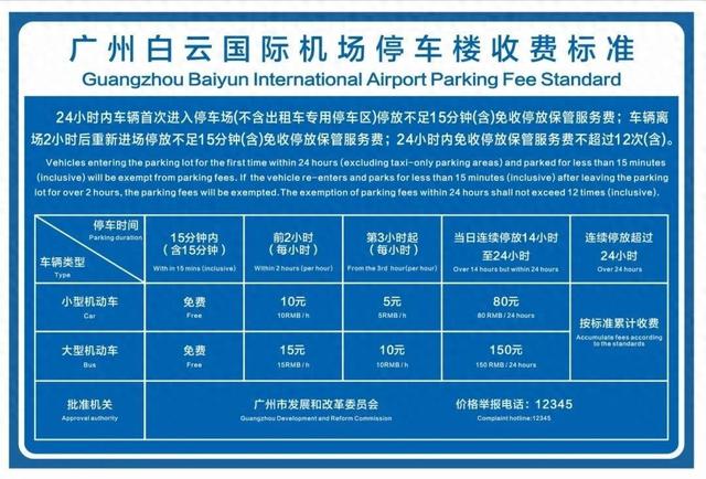 广州白云机场2025最新停车费多少钱一天