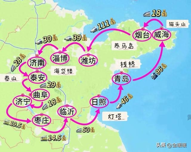 山东旅游小环线，路费500元可以玩12座城市，这个路线可以吗？