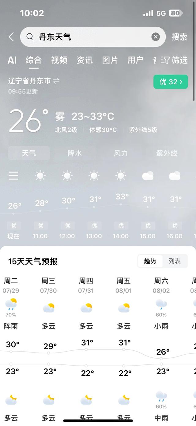烟台，青岛，威海，大连，丹东，夏天还是丹东最舒服。