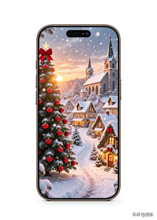 白雪皑皑的圣诞黄昏美景