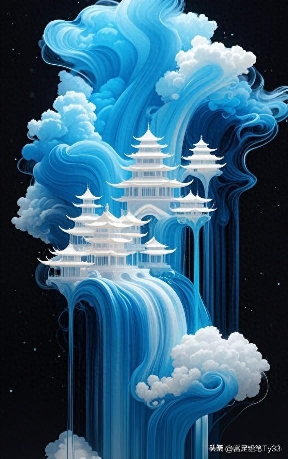 梦幻仙境；云海中的古塔，宛如仙境般飘渺！