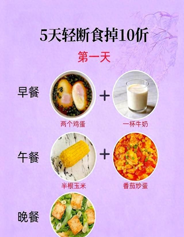 五天下10斤的食谱来了。不用运动，躺着也能瘦