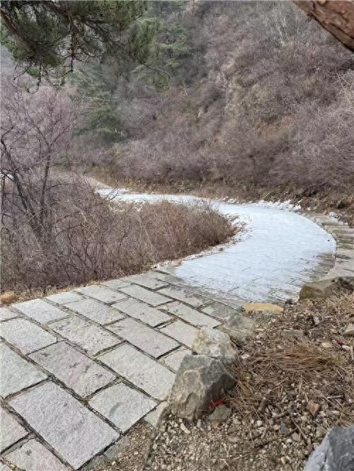 登山步道结冰游客摔伤骨折 消防队员紧急抬担架救援