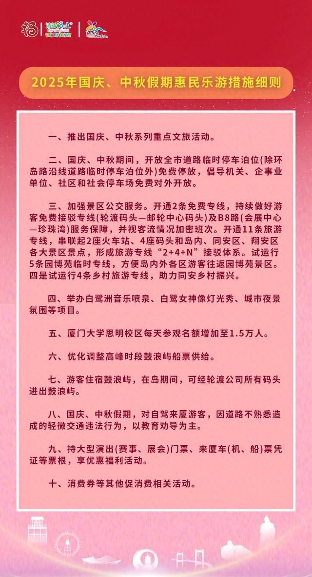 重磅！厦门惠民乐游措施细则！免费停车、消费券、票根→