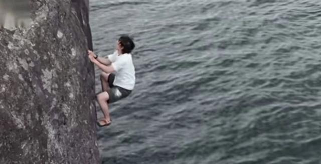 突发！王一博录综艺无保护措施徒手攀岩，手滑坠海