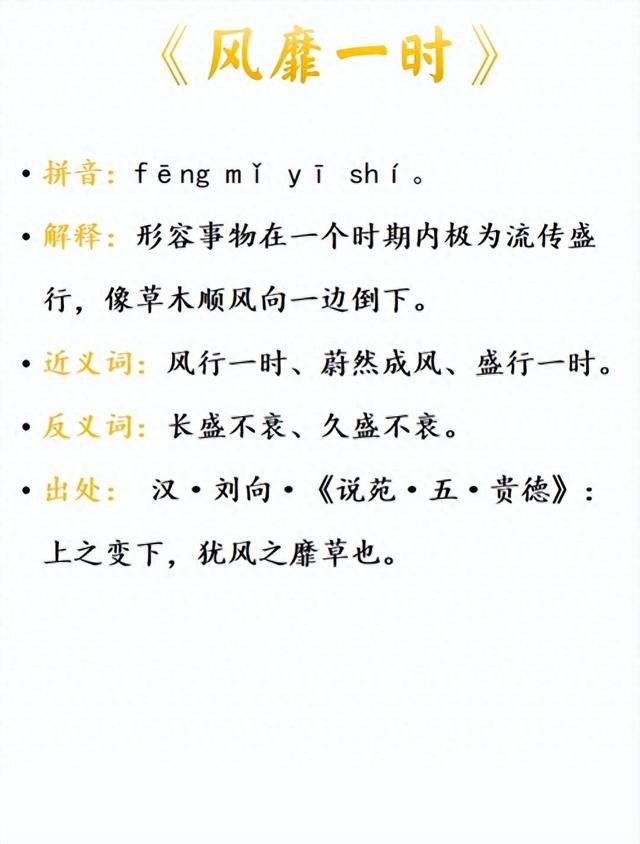 成语风靡一时的意思是什么（中小学易混成语551风靡一时风平浪静风起云涌）