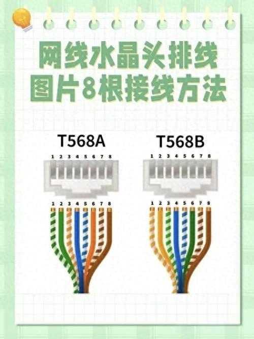 水晶头怎么排列顺序（网线水晶头接法大全8根线芯作用全解析）