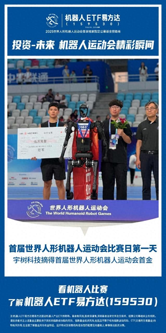 世界人形机器人运动会首金出炉，机器人ETF易方达（159530）标的指数涨超2%