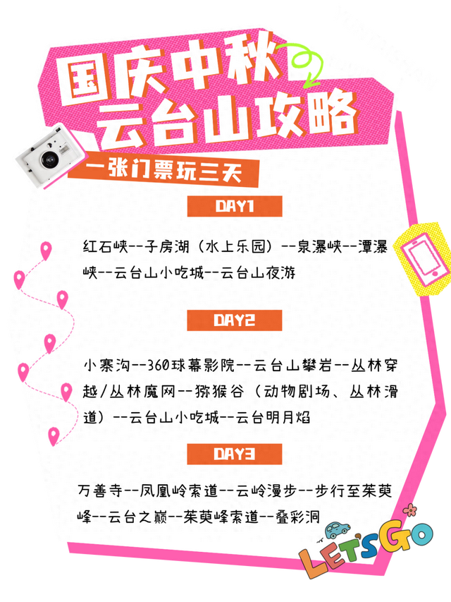 一票游三天 国庆游云台山 攻略请收下