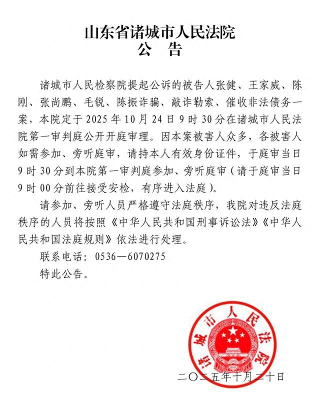 山东省诸城市人民法院公告