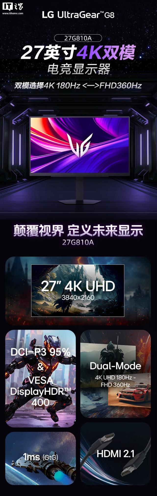 2999元LG“27G810A”27英寸显示器首销