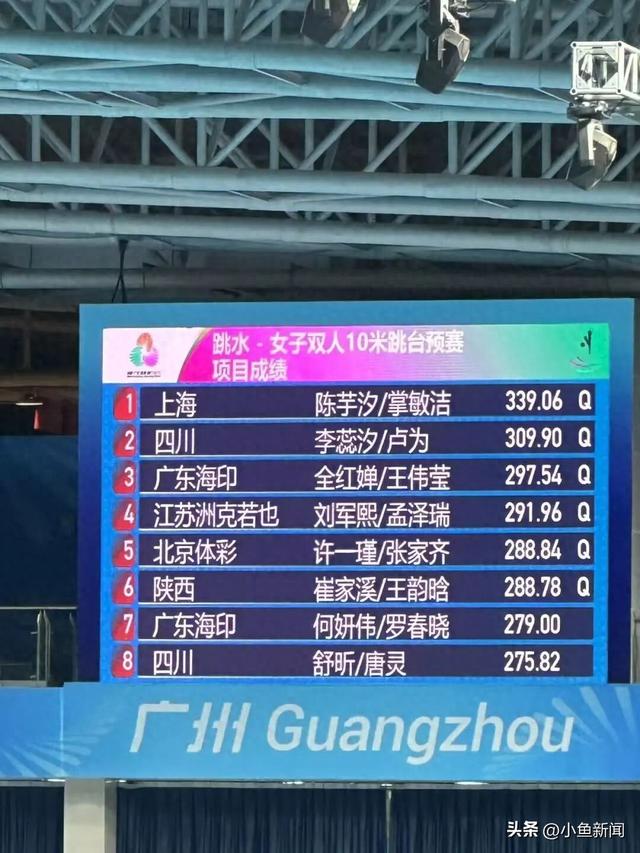 神仙打架！陈芋汐掌敏洁头名晋级，全红婵带伤参赛