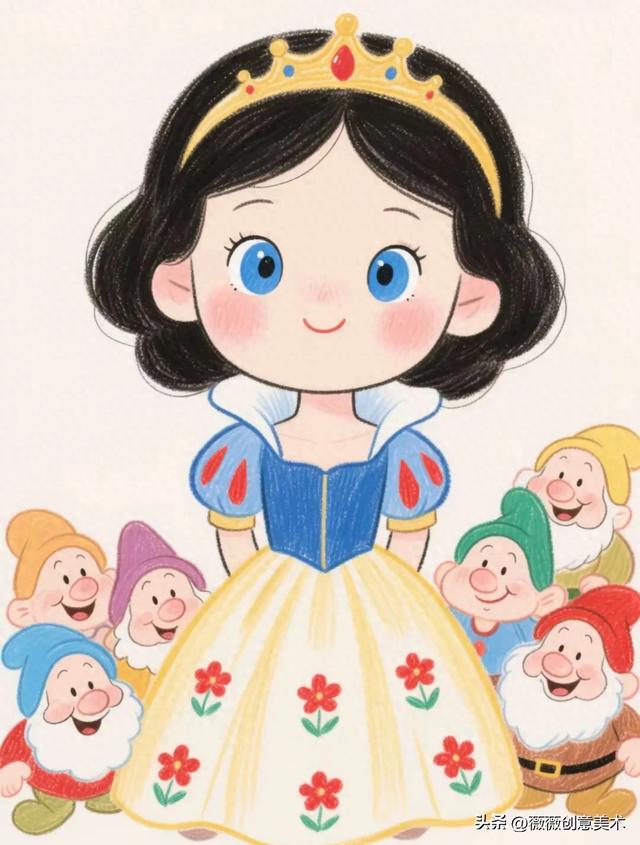 白雪公主怎么画最美又简单（白雪公主儿童绘画欣赏）