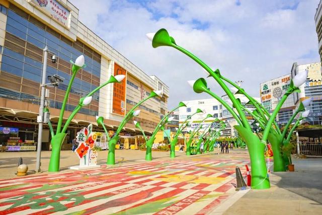 斗南花卉市场核心街区“焕新”登场！剑兰雕塑美不胜收