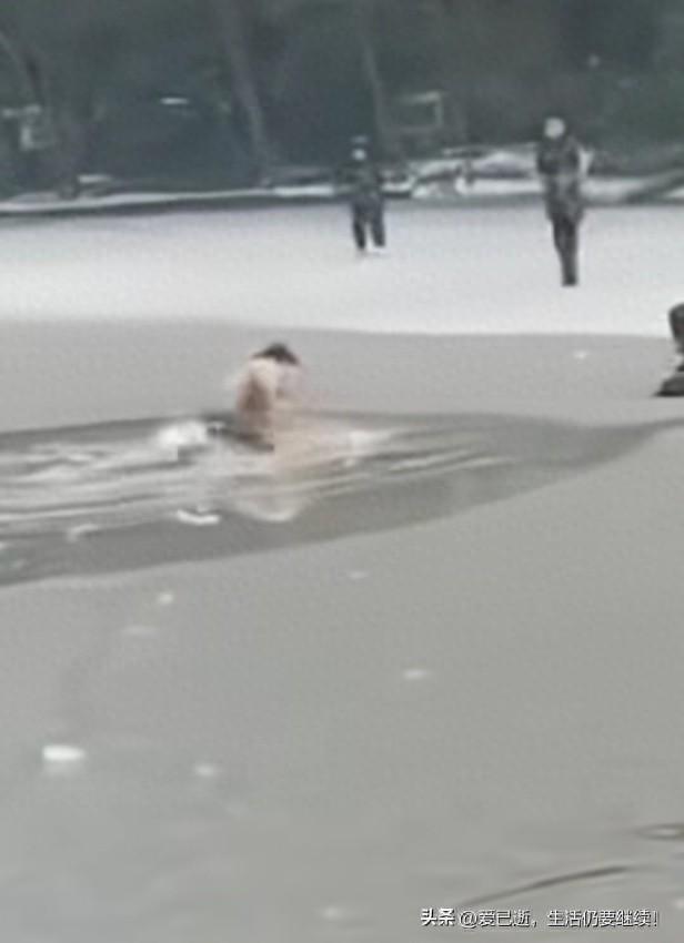 1月24日洛阳刺骨冰湖救熊孩子陷入险境
